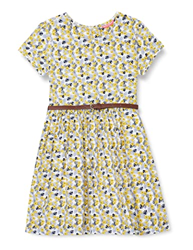 Image of Amazon Brand - Jam & Honey Girl's 100% Soft & Pure Cotton Comfortable and Stylish Printed Woven Dress with Short Sleeves and Belt - Perfect for Every Occasion