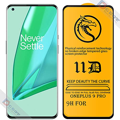 Image of Edge to Edge 11D Tempered Glass Screen Protector for Oneplus 9 5G (Black)|With Easy Installation Kit|Impact Absorb|Full Adhesive Glass (Pack Of 1)
