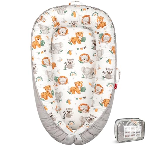 Image of BUTOA Baby Lounger - Breathable & Soft Baby Nest, Portable and Lightweight Tummy Time Lounger for Home and Travel, Ideal Newborn Babies Essentials Baby Shower Gifts