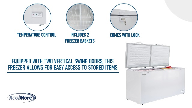 Image of KoolMore KM-SCF-30C 79 in. Commercial Two-Door Chest Freezer, 30 Cu. Ft. in White, ETL Listed