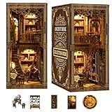 Picture of 3DVASE Book Nooks for Adults, DIY Miniature Dollhouse Book Nook Kit, Model Kits Craft Kits for Adults, 3D Wooden Puzzle Book Nook Craft Bookshelf Decor, Adult Craft Kits Gift with Led Light
