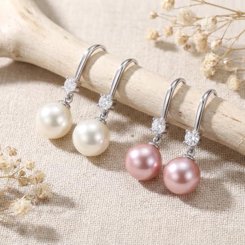 COYATE White Freshwater Pearl Drop Earrings with Premium Cubic Zirconia - image 7