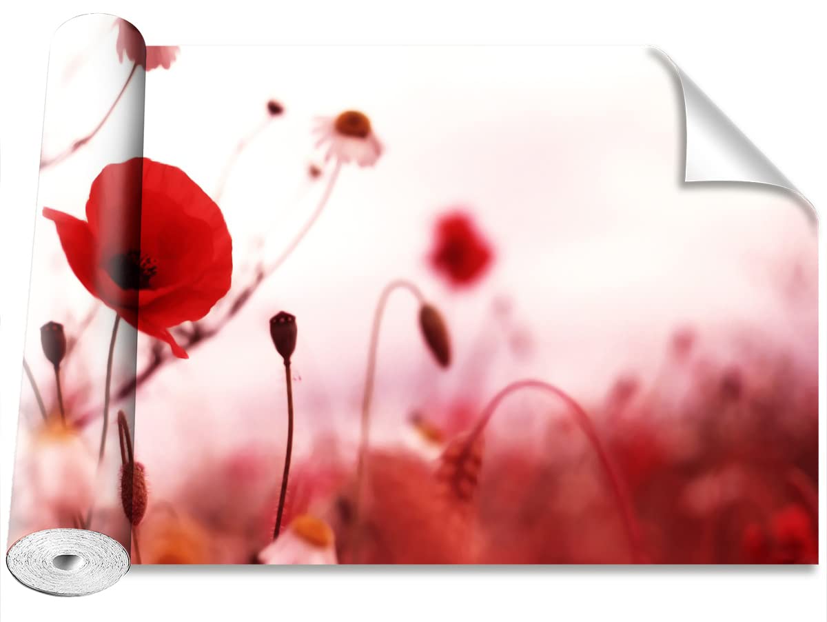 Papier peint coquelicot Tulup haute définition, stickers muraux au design moderne raffiné