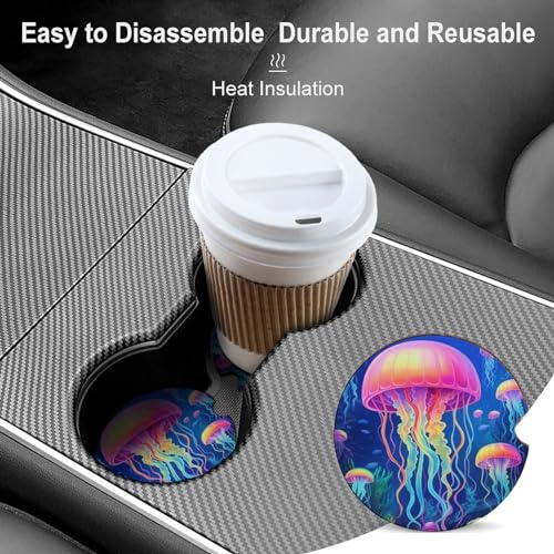 Juego de 4 posavasos para coche colorido medusa 2.56 pulg miniatura 4