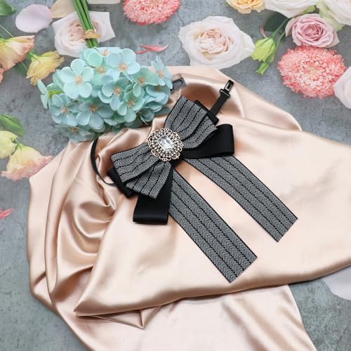 Image of Womens Bow Tie Adjustable Rhinestone Bowtie for Women Ladies Girls Pre-tied Womens Tie for Shirt Suit Uniform