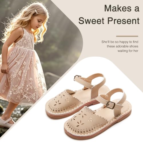 Image of THEE BRON Toddler Floral Cutout Closed Toe Sandals for Girls Breathable Summer Shoes