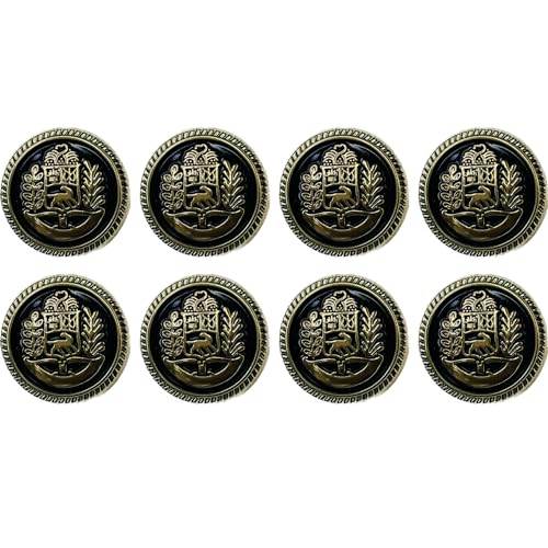 Ani Accessories Metal Button Shank Black Enameled 3D Dinosore Design for Coat Blazer Suit, Sherwani, and Bandhgala Indian Dresses Sports Coat Uniform Jacket (Pack of 8 Big, Black & Golden)
