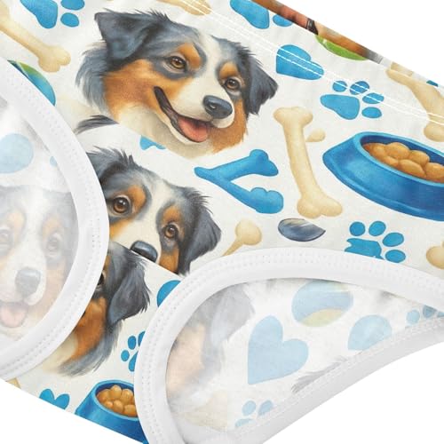 Joisal Toddler Underwear Floral 2t Cotton Panties for Girl Artistic Undies Kids Briefs Cute Australian Shepherd Dog Blue4