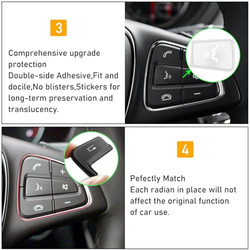 Image of Moonlinks Steering Wheel Button Trim Sticker For Mercede Benz C V GLC Class | For W205 X253 Steering Wheel Button lnner Decoration Cover 12PCS, Black (Model A)
