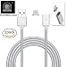 Produktbild ALTech 2Pack Micro USB Silver Starke magnetische Nylon Geflochtene Lebenszeit Garantie Ladevorgang und Datenübertragung Sync Kabel mit LED Indikator Bewerben für Android Samsung HTC LG Sony Motorola