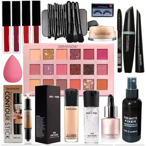 BBMENOW Professional Makeup Kit, Multicolor, Gel/Cream/Powder, 17-Piece Set, Natural Finish, Face Makeup, All Skin Tones, Combination Skin