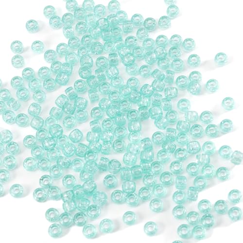 Image of Gxueshan 1000 Pcs Acrylic Plastic White Pony Beads 6x9mm Bulk Kandi Beads for Friendship Bracelet Necklace Jewelry Making Pens Hair Braiding Kit (transparentshallow)