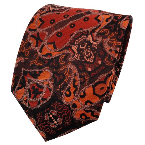 Cravate en soie orange TigerTie pour rehausser un costume sombre avec élégance