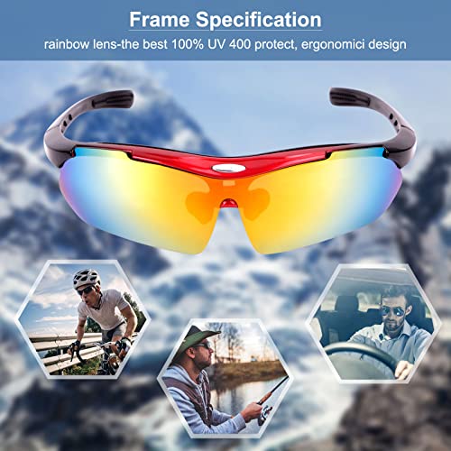 Lunettes de Cyclisme, Lunettes Tactiques, Lunettes de Protection avec 3 Lentilles Interchangeables et 1 Monture de Myope, Lunettes de Vélo de Sport, pour VTT, Course, Conduite, Sports de Plein Air - Image 5