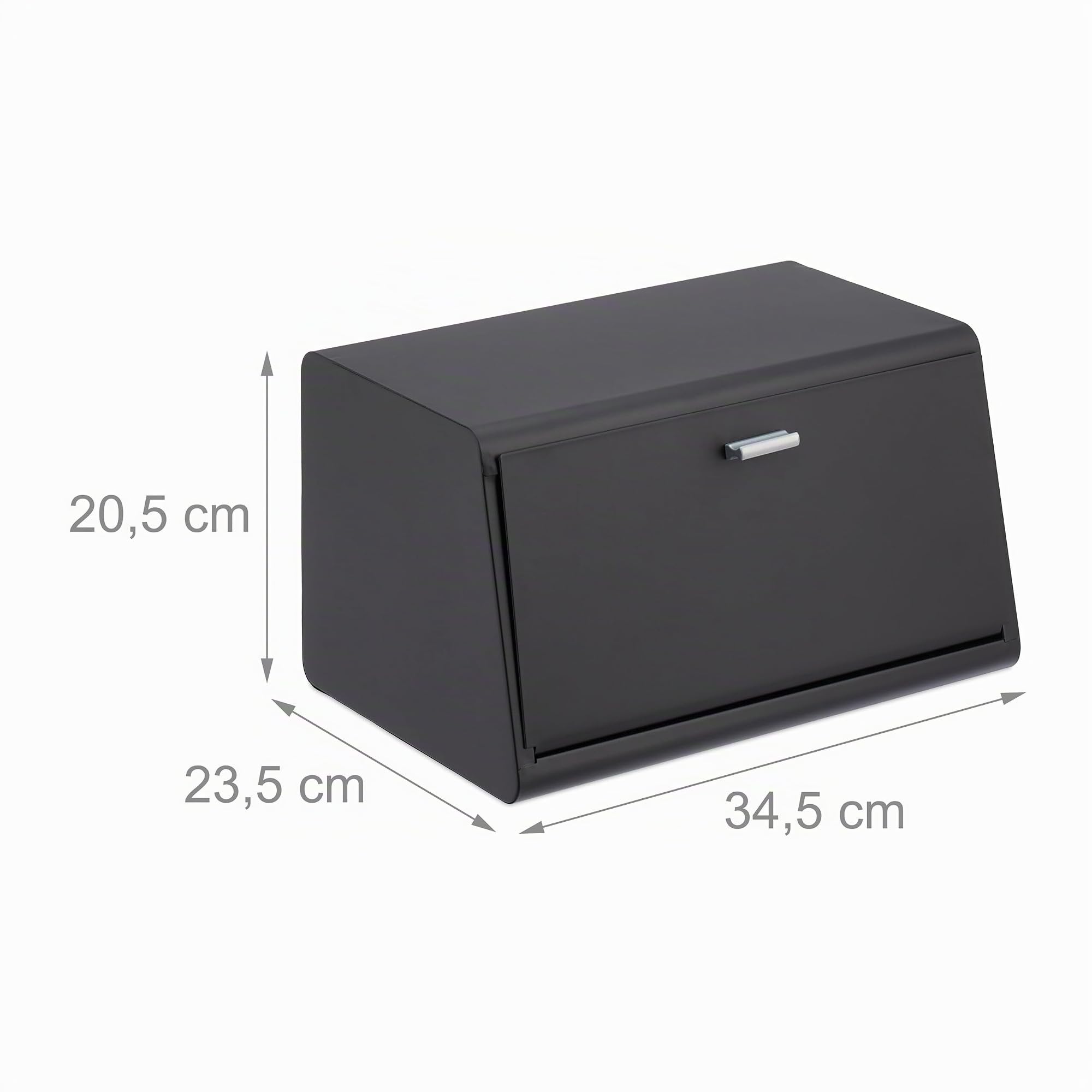 Relaxdays Panera de Acero Inoxidable, Caja de Almacenamiento de Pan, 20,5x34,5x23,5 cm, Guardar Bollería, Metal, Negro