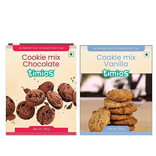 Image of Timios Multigrain Eggless Instant Vanilla & Chocolate Cookie Mix | No Maida | Sweetened with Jaggeery | Righ In Protein,Iron & Calcium | Pack of 2 | 250g Each