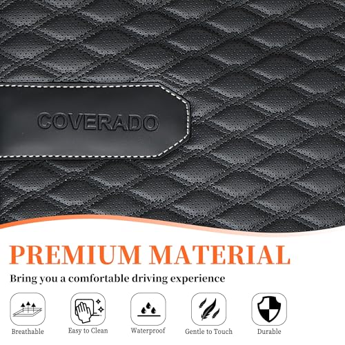 Image of Coverado Front Seat Covers, 2PCS Waterproof Seat Covers for Cars, Car Seat Cushion Waterproof Leather Car Seat Protector, Driver Seat Cover Universal Fit for Most Sedans SUV Truck Black&White