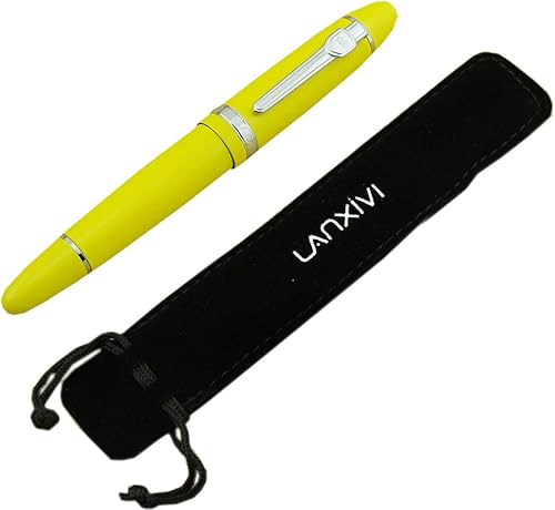 Miniatura 2 de Lanxivi Jinhao 159 Pluma estilográfica Color Amarillo Plata Trim Grande Pesado con Estuche para Pluma