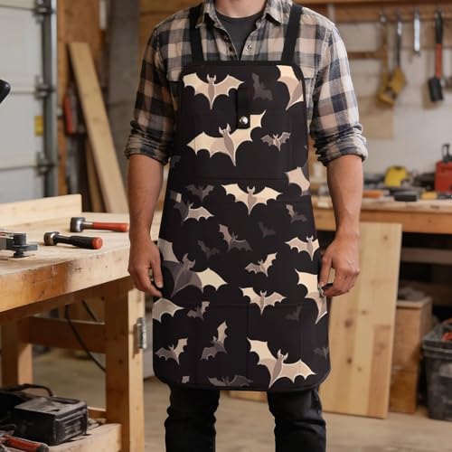 Delantal de trabajo Halloween Flying Bats ajustable miniatura 5