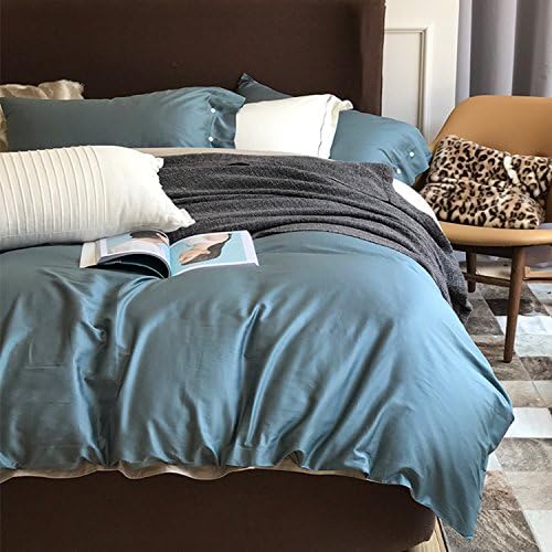 RheaChoice 60s Egyptian Cotton Reversible 4 Piece Duvet Cover Set Sateen Weave Silky Soft Breathable Pima Quality Bed Linen - Unknown Color King