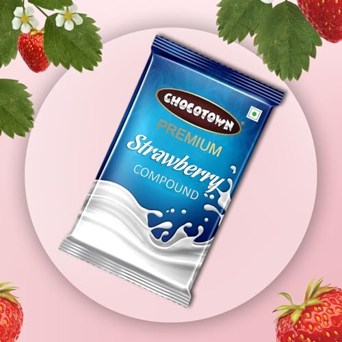 Image of Choco Nutri Town Premium Strawberry Compound Slab | Chocolate Bar For Making Cakes & Cookies - 500G