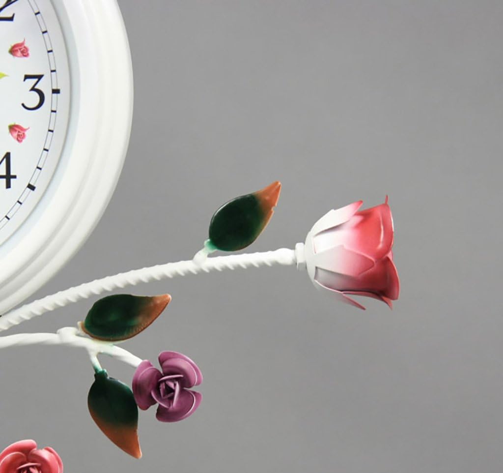 Retro Mantel/Mantle Rhythm Quartz Clock Iron Living Room Desk Shelf Clocks Decoration (Color : White)