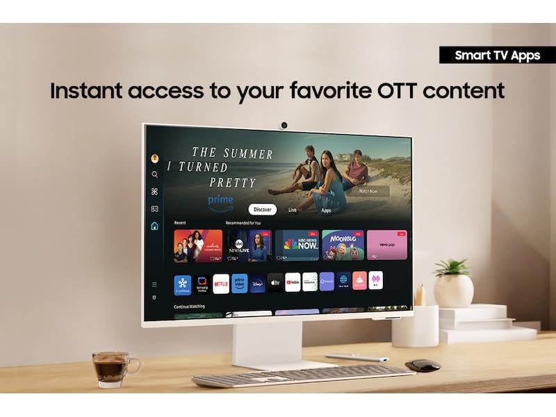 Image of Samsung 32-Inch M8 (M80D) 4K UHD Smart Monitor with Streaming TV, Speakers, HDR10+, AI Upscaling, Ergonomic Stand, Slimfit Camera, Gaming Hub, USB-C, (LS32DM801UNXZA) (Renewed)