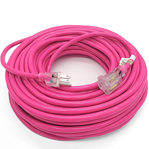 100 ft Outdoor Extension Cord Waterproof - 14 Gauge Heavy Duty Extension Cord 100 ft - Lighted...