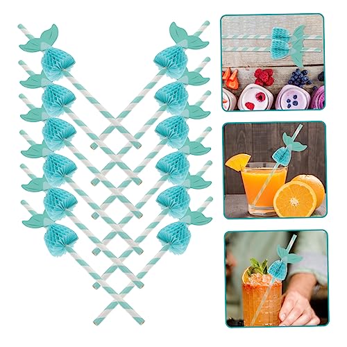 Wakauto 50 pcs pajillas de papel para fiesta hawaiana miniatura 6