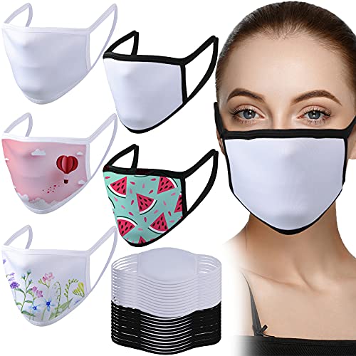 30 Pieces Sublimation Mask Blank Sublimation Face Coverings White Breathable Polyester Blanks for Sublimation Face Coverings for Protecting Nostrils and Face