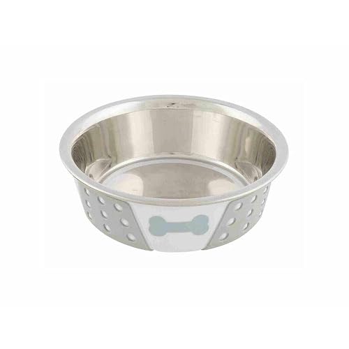 Trixie 25255 Comedero Acero INOX Silicona, 14 cm, Blanco Gris - 400 ml