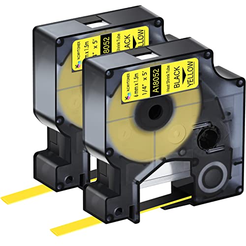 Ruban thermorétractable 18052 6mm jaune anti-décollage pour DYMO Rhino 5200