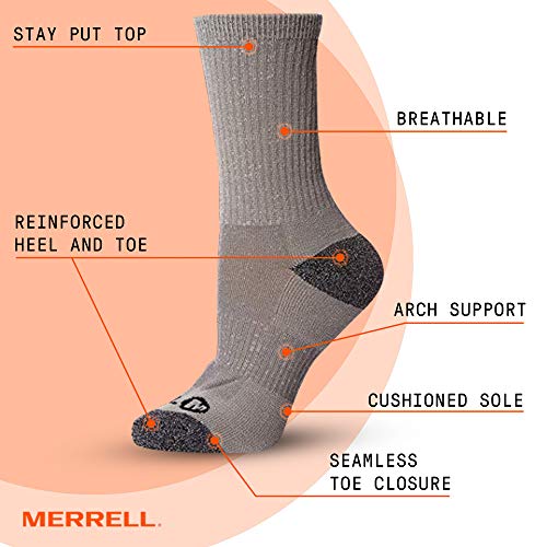 Merrell Womens Cushioned Performance Hiker Casual Sock, Charcoal Black (Crew), 9 11 Us #TOP3