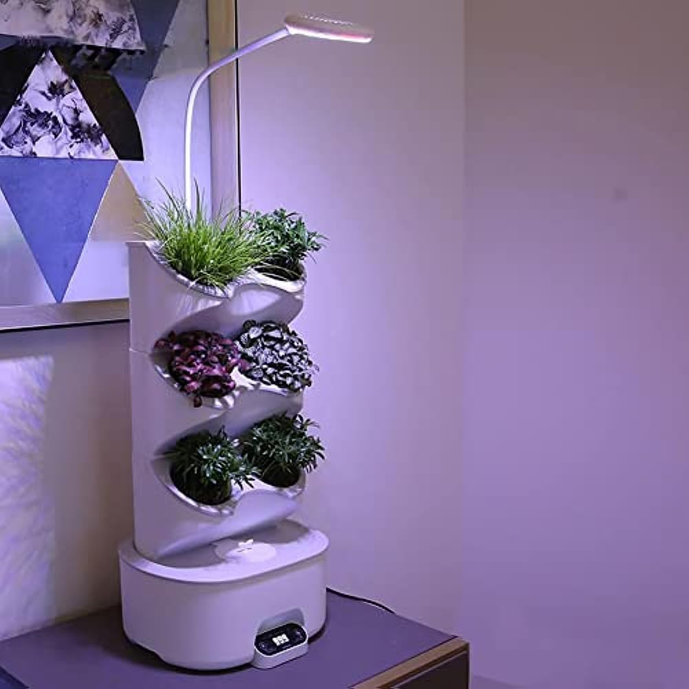 QUTBAG Système de Culture hydroponique à 4 étages et 8 dosettes, kit de Jardin d'herbes aromatiques d'intérieur avec lumière de Croissance LED, Pots de pépinière de bonsaï avec écran Tactile arrosage