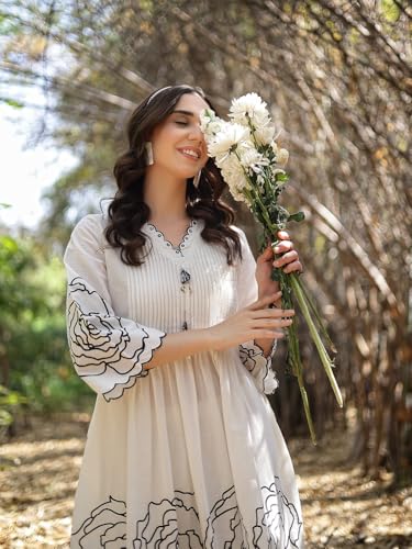 Image of Stylum Women's Floral & Embroidered Cotton Short Kurti Palazzo Set
