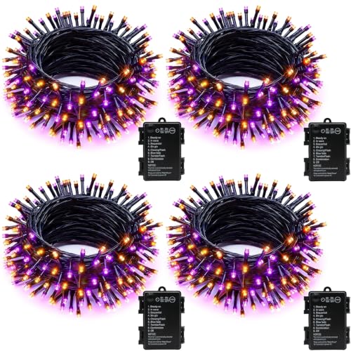 4 Pack Halloween Orange & Purple String Lights  - image 1