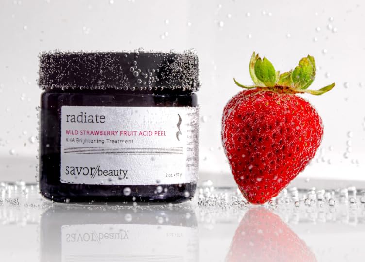 Savor Beauty Radiate Wild Strawberry Fruit Acid Peel, AHA Brightening Treatment, Skin Exfoliating Formula