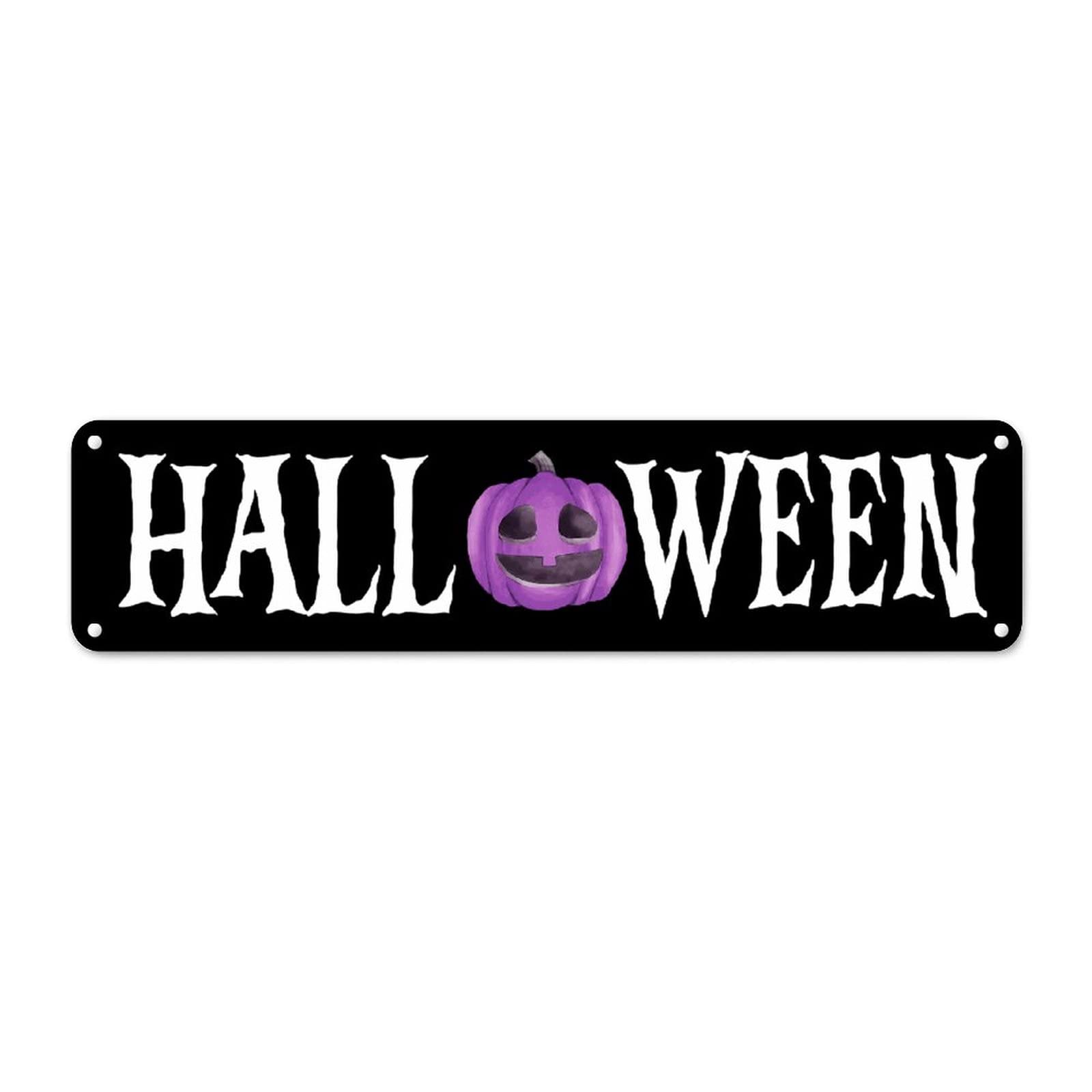 Plaque métal Halloween citrouille et fantôme pour déco cuisine et salon