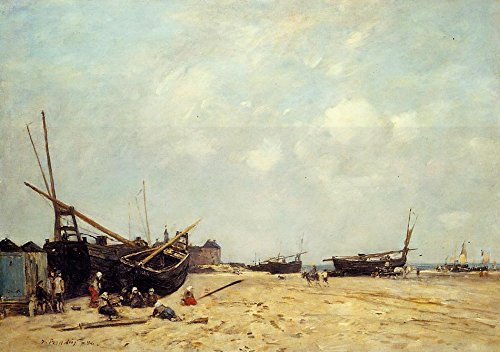 DTAUPREB Pintura por números para adultos y niños, barcos de pesca, Eugene Boudin, kit de pintura al óleo para regalo