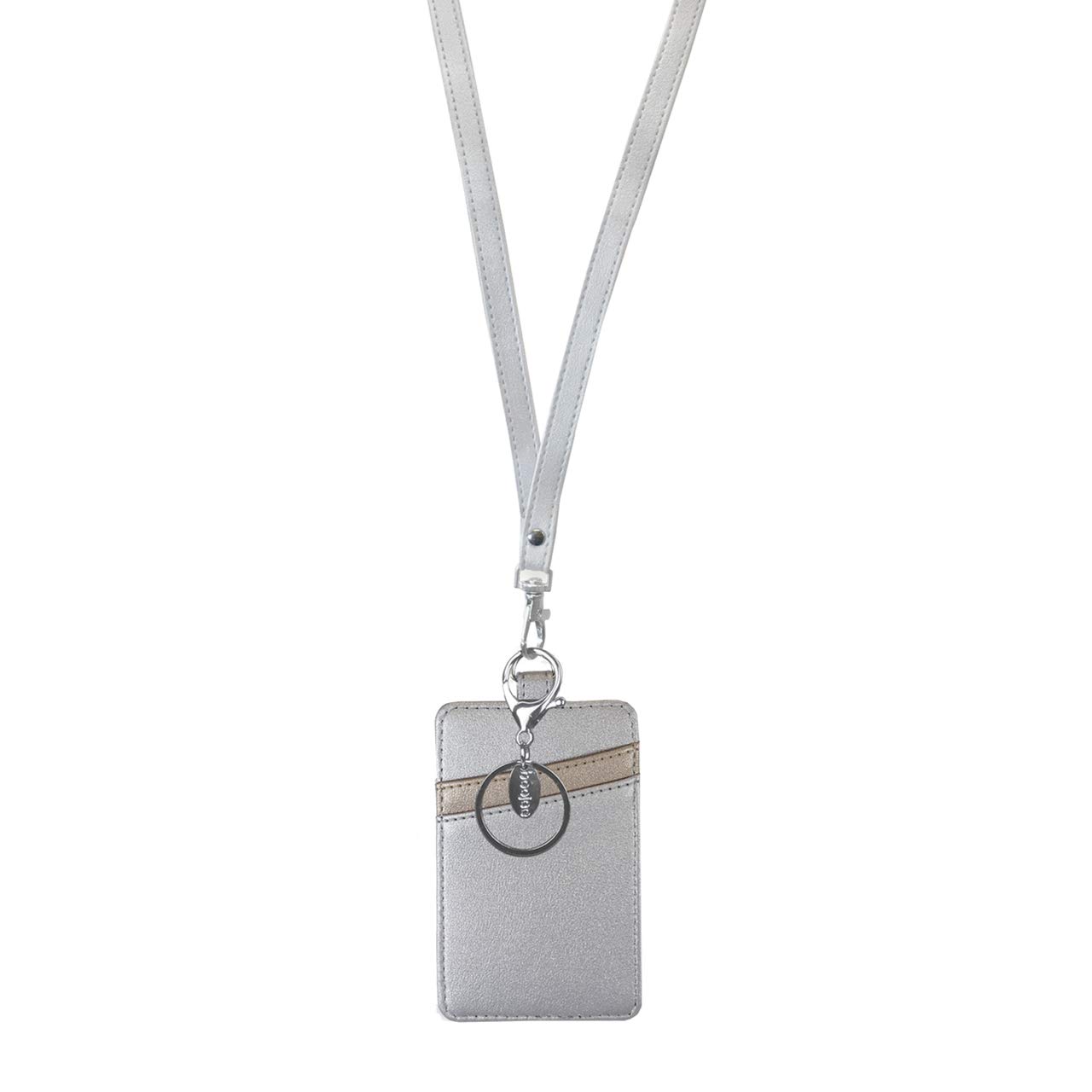 BOOJEE BEADSLanyard Wallet ID Badge Holder and Card Pocket with Key Ring for Women (Glacier)