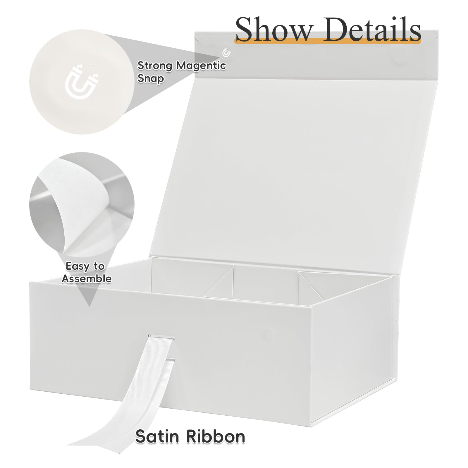 Eeaivnm Magnetische Geschenkbox mit Band, 29 x 22,1 x 10,4 cm, Premium-Karton-Geschenkverpackung für Schmuck, Kosmetik und kleine Geschenke, Hochzeiten, Brautpartys, Abschlussfeiern, Geburtstage und