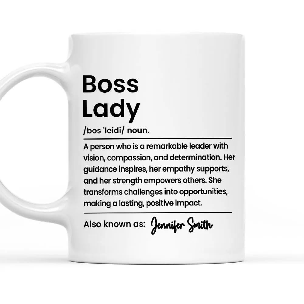 Boss Lady Personalized Custom Coffee Mug, Bosses Day Funny Boss Lady Office Coffee Mug Christmas Gifts from Co-worker Colleague, Birthday Present Idea for Female Bosses