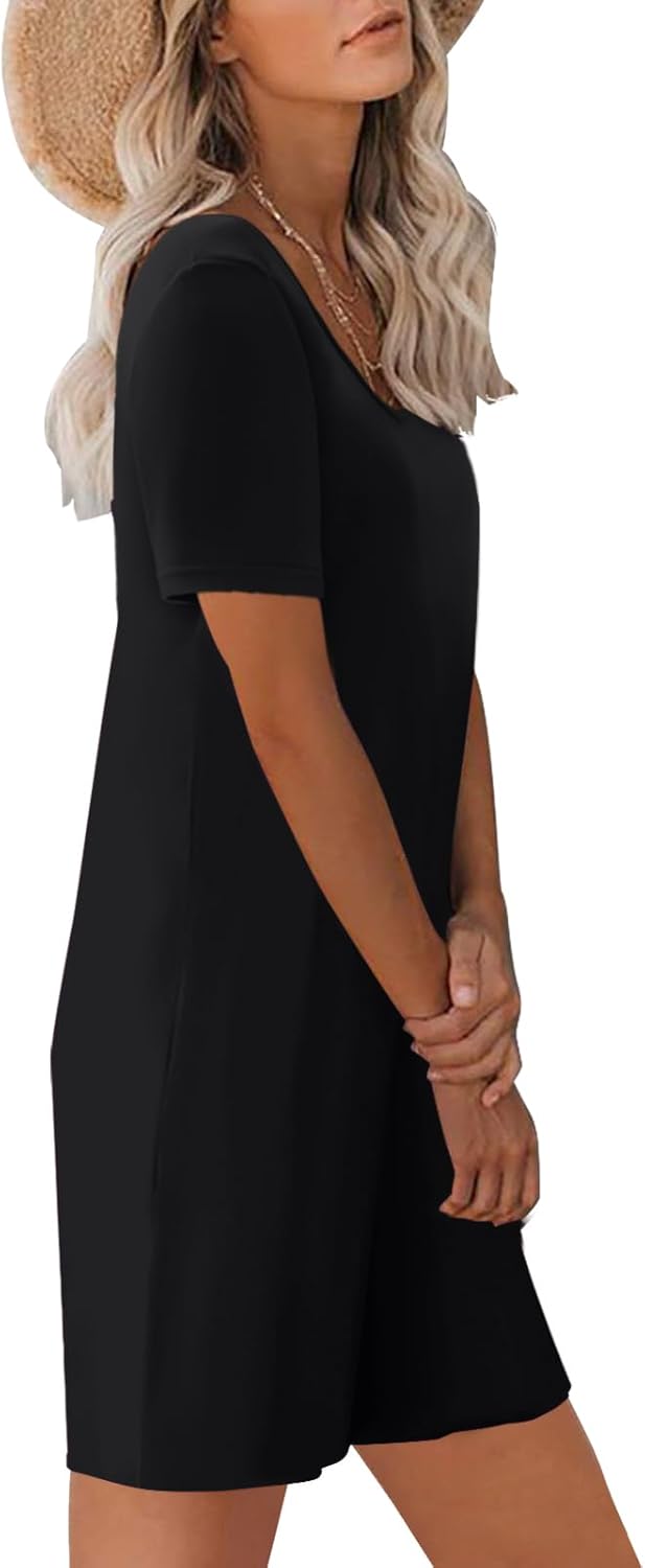 Womens Summer Casual Romper Short Sleeve Crewneck Shorts Overalls Jumpsuit with Pockets Outfits - Image 3