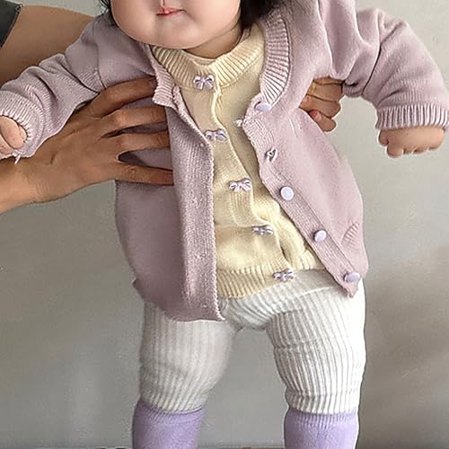 Toddler Girls Cardigan Sweater Kids Bowknot Long Sleeve Button Knit Down Sweaters Coat Fall Winter Jacket3