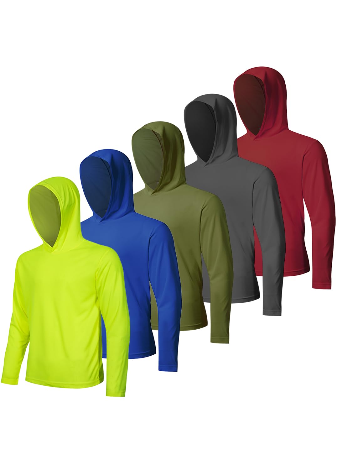 5 Pack Men's UPF 50+ Sun Protection Hoodie