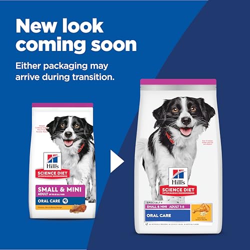 Hill's Science Diet Oral Care, Adult 1-6, Small & Mini Breeds Plaque & Tartar Buildup Support, Dry Dog Food, Chicken, Rice, & Barley, 4 lb Bag