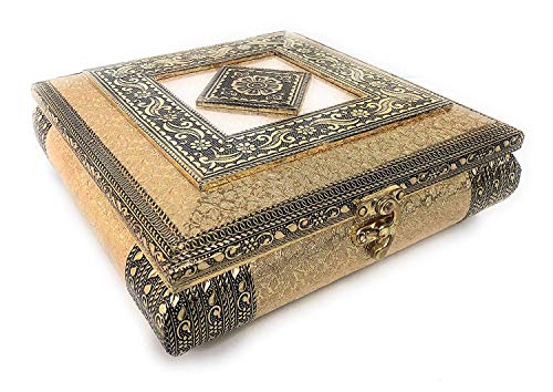 Image of RIOMAX Decorative Empty Dry Fruit Box (4 Section Box) (Golden Rajwadi)