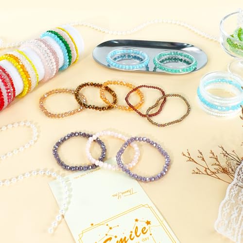 60pcs Crystal Beaded Bracelet Bulk for Women Colorful Beaded Bracelet Boho Multi Layer Stacking Bracelets Stretchy Strand Shiny Crystal Bead Bracelets4