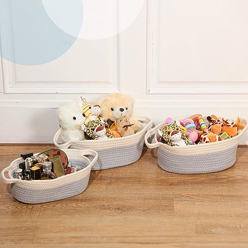 Image of Berlune 6 Pcs Basket for Gifts Empty to Fill with Handles Gift Bags and Ribbons 3 Size Empty Woven Baskets for Gifts Empty Rope Basket for Thanksgiving Easter Thank You Gift