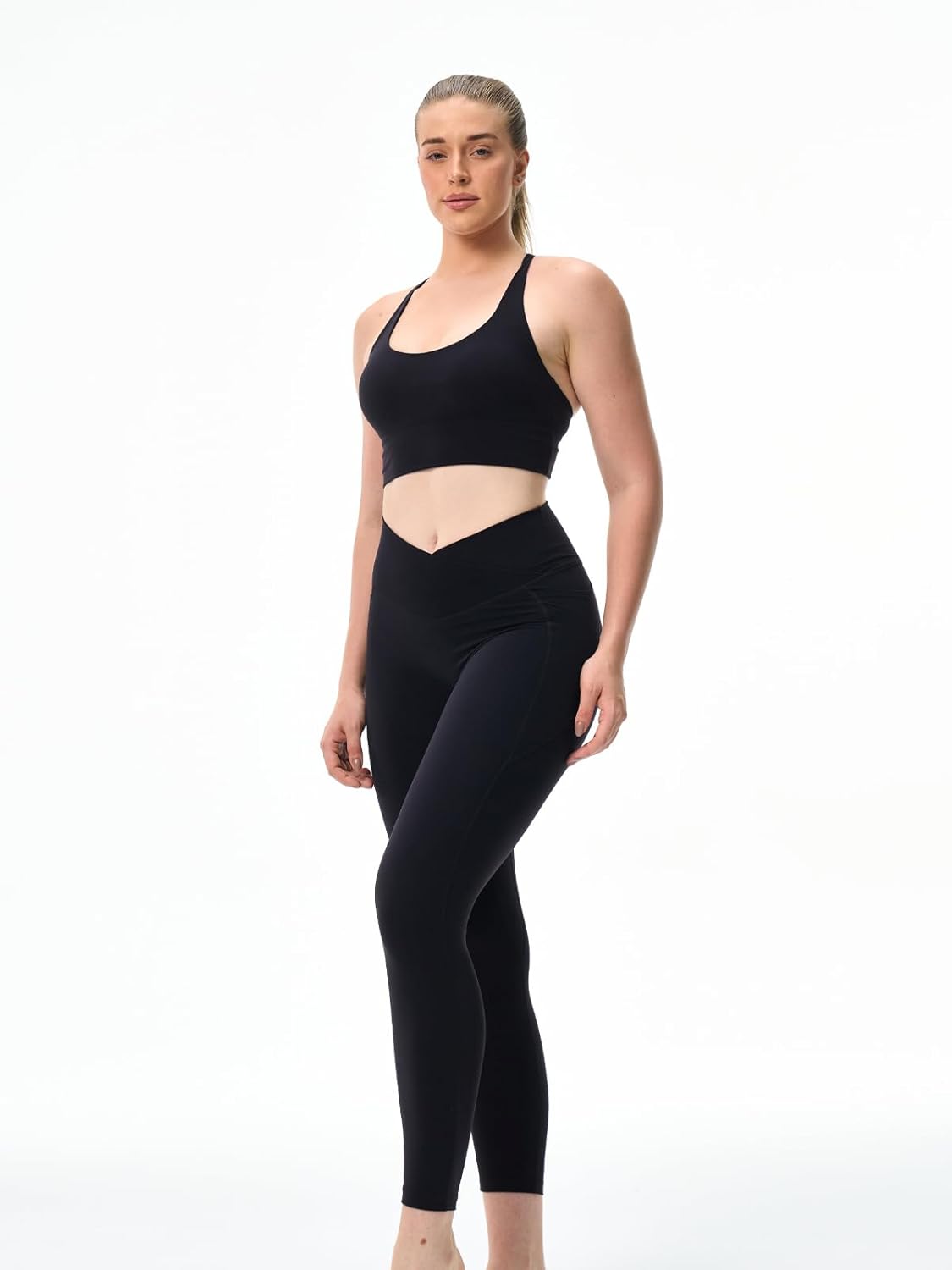 Womens Cross Back Padded Sports Bra Strappy U Neck Medium Support Workout Tank Yoga Pilates Walking Crop Tops - Image 7